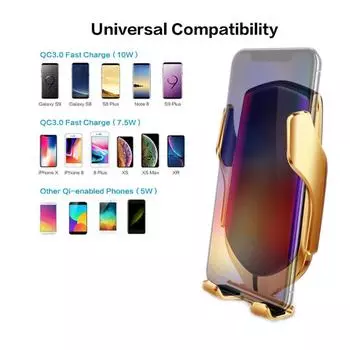Беспроводное зарядное устройство Автоматический зажим Держатель для телефона Универсальный GPS Позиционирование по приложению
