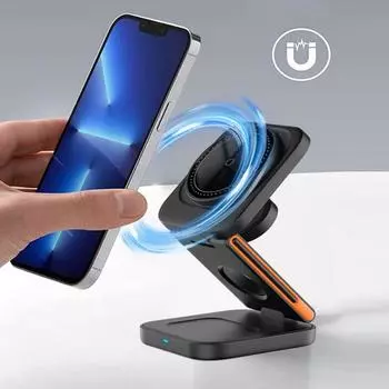 Беспроводное зарядное устройство для iPhone, Android, iWatch для AirPods, складные магнитные беспроводные часы для телефона 3-в-1 белый