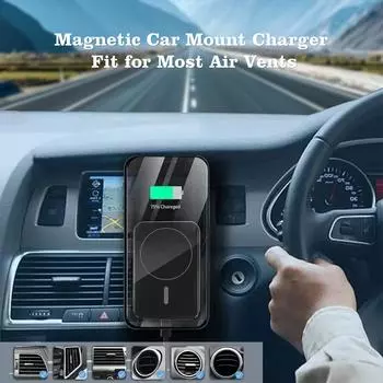 Беспроводное зарядное устройство для iPhone, автомобильное зарядное устройство с держателем на присоске, быстрое автомобильное зарядное устройство Macsafe