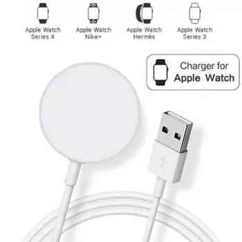 Беспроводное зарядное устройство для IWatch 7 6 SE 5 4 8 Магнитная зарядная док-станция USB-кабель для зарядного устройства, совместимый с серией часов белый