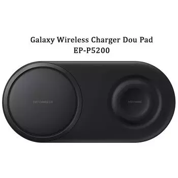 Беспроводное зарядное устройство с двойной панелью для быстрой зарядки для Samsung Galaxy S23/s21/s10/s9/s8/note20+/smart Watch 3 4 Active 2 Qi Ep-p5200 with EU чёрный