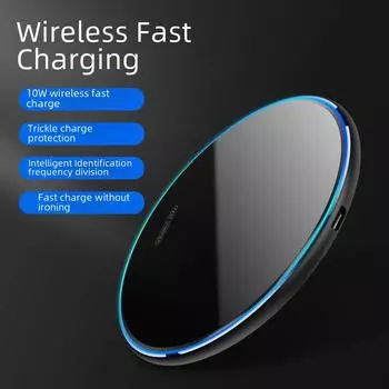 Беспроводное зарядное устройство Smart QI мощностью 10 Вт: Зеркальная металлическая круглая настольная зарядка для мобильных телефонов. 10W Checkered Metal