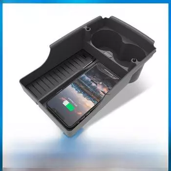 Беспроводное зарядное устройство Tesla Model SX T-Box с подстаканником и зарядной панелью для телефона Model SX