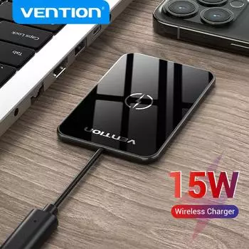 Беспроводное зарядное устройство Vention 15 Вт для iPhone 13 12 Max, беспроводная зарядная панель для Xiaomi Samsung Huawei Airpods, быстрые беспроводные зарядные устройства чёрный