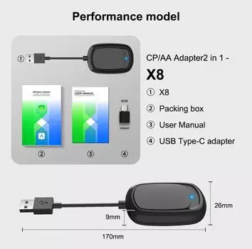 Беспроводной адаптер Android Auto для проводного автомобиля Android Auto и телефонов Android, Android Auto Dongle Convert из заводского проводного в беспроводной чёрный