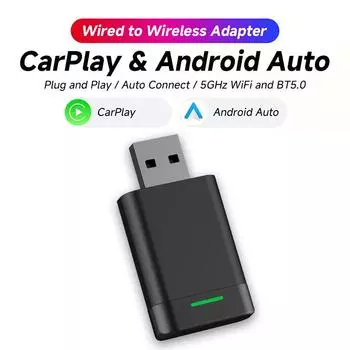 Беспроводной адаптер Android Auto и Apple CarPlay 2-в-1 — USB-адаптер Plug and Play с WiFi и беспроводной связью, автоматическое подключение,