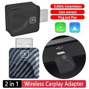 Беспроводной адаптер Carplay 2 в 1 Android Auto Smart AI Box для Apple IOS Android для Volkswagen Toyota Peugeot Volvo Kia