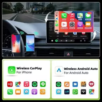 Беспроводной адаптер CarPlay 2 в 1 для Apple iPhone Android, быстрое подключение проводного адаптера Carplay Smart AI Box чёрный