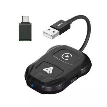 Беспроводной адаптер Carplay 2 в 1 для Android 12+ для IOS 10+ Plug And Play преобразует проводной Carplay в автомобильный адаптер USB/USB-C чёрный
