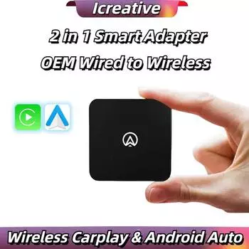 Беспроводной адаптер CarPlay 2 в 1 и беспроводной ключ Android Auto, Plug and Play для оригинального автомобиля OEM, подключенного к беспроводной смарт-боксу