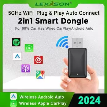 Беспроводной адаптер Carplay Android Auto 2 в 1 Smart Dongle 2025 5G WIFI для iPhone Android Phone для Volvo Benz Mg Kia Chery VW 365 days guarantee