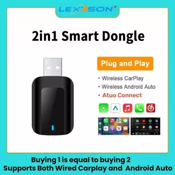 Беспроводной адаптер Carplay Android Auto 2 в 1 Smart Dongle 2025 5G WIFI для iPhone Android Phone для Volvo Benz Mg Kia Chery VW