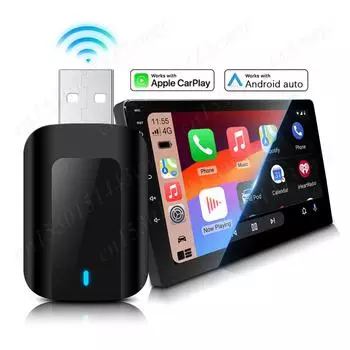 Беспроводной адаптер Carplay Android Auto 2 в 1, беспроводной смарт-ключ 2.4G и 5G WiFi BT Plug&Play для проводных автомобилей CarPlay Andriod Auto