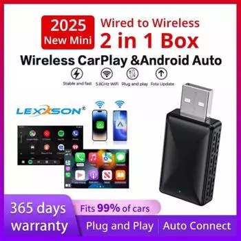 Беспроводной адаптер Carplay Android Auto 2 в 1 Smart Dongle 2025 5G WIFI для iPhone Android Phone для Volvo Benz Mg Kia Chery VW чёрный