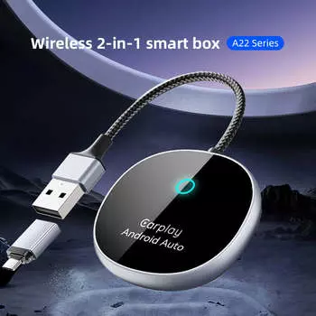 Беспроводной адаптер CarPlay Android Auto для OEM-проводных автомобилей CarPlay и Android Auto. Преобразование проводного в беспроводной. чёрный