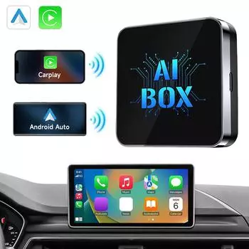 Беспроводной адаптер CarPlay Android Auto Smart AI Box Plug and Play для Android 13 BT WiFi для проводного CarPlay Android Auto Cars 32G