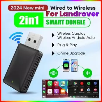 Беспроводной адаптер Carplay Android Auto Wireless Smart Dongle 2in1 для Land Rove RANGE ROVER DISCOVERY DEFENDER 130 110 90 чёрный