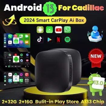 Беспроводной адаптер Carplay для Android 13 Android Auto для Netflix Youtube для Cadillac ELR ATS CTS CT6 XTS XT4 CT4V CT5V LYRIQ