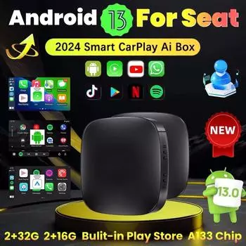 Беспроводной адаптер Carplay для Android 13, встроенный магазин Play Store для Netflix, Youtube, Seat, Ibiza, Arona, Leon, Ateca, Tarraco