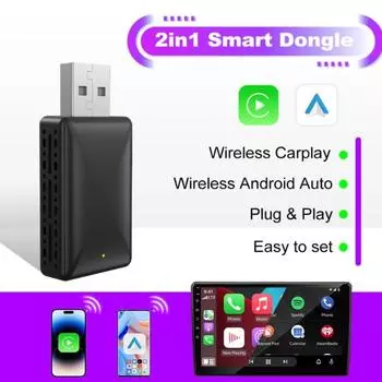 Беспроводной адаптер Carplay для Android Auto 2in1 Smart Dongle Wireless Car Play WIFI BT для iphone Android Phone для Kia Chery Jeep Volvo Hyundai Porsche VW