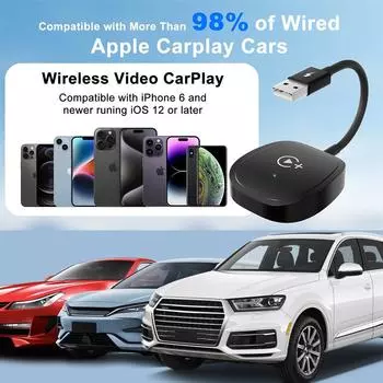 Беспроводной адаптер Carplay для Youtube Netflix Tiktok, беспроводной Apple CarPlay USB/Type C dongle преобразует заводской проводной в беспроводной