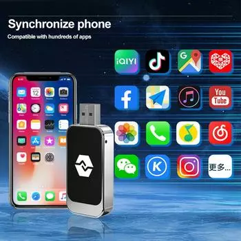 Беспроводной адаптер Carplay и беспроводной адаптер Android Auto 2 в 1 беспроводной ключ для проводного Carplay автомобиля с iOS 12+ / Android 11+ чёрный