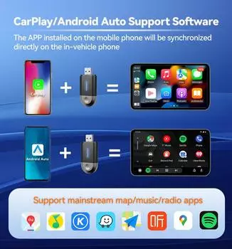 Беспроводной адаптер Carplay Kebidumei и Android Auto 2 в 1 USB и Type-C, двойной разъем Carplay Box, беспроводной адаптер Plug And Play