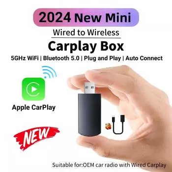 Беспроводной адаптер Carplay Mini Box WiFi 5Ghz Проводной к беспроводному Carplay для USB/Type C Dongle Plug And Play для iPhone IOS 10+ 365 days guarantee