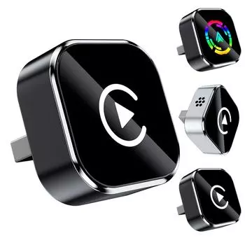 Беспроводной адаптер для автомобиля, адаптер 2-в-1 Plug and Play с Wi-Fi 2,4/5 ГГц и Bluetooth 5.0, широко совместимый с более чем 800 моделями автомобилей One Size чёрный