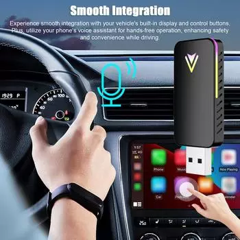 Беспроводной адаптер передачи данных Dongle 2in1 Автомобильный проводной модуль беспроводной передачи данных чёрный