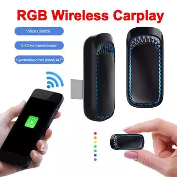 Беспроводной адаптер RGB Carplay Smart AI Box для автомобиля Проводной адаптер Carplay для беспроводного Carplay USB Type-C Адаптер-донгл для автоматического подключения
