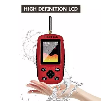 Беспроводной эхолот для рыбалки, датчик сонара, портативный эхолот, ЖК-дисплей, эхолоты для рыбалки, подледной рыбалки, рыбалки с каяка красный