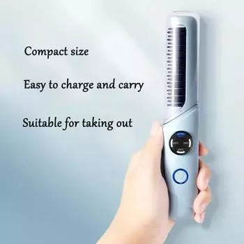 Беспроводной электрический горячий гребень, многофункциональный прямой выпрямитель для волос, расческа с отрицательными ионами, выпрямляющая щетка, защищающая от ожогов розовый