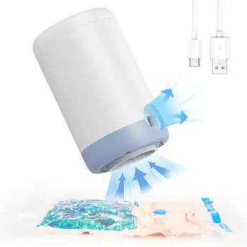 Беспроводной электрический насос с зарядкой через USB Type-C для вакуумных пакетов для хранения, 1500 мАч вакуумный насос для пакетов для хранения, портативная вакуумная дорожная сумка 1