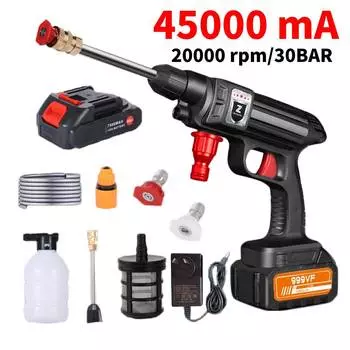 Беспроводной электрический пистолет для мойки автомобилей высокого давления, многофункциональная насадка, переносной очиститель, пенопласт, автомойка, садовый спрей UK Plug-1set