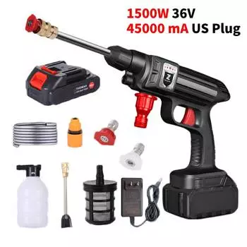 Беспроводной электрический пистолет для мойки автомобилей высокого давления, многофункциональная насадка, переносной очиститель, пенопласт, автомойка, садовый спрей UK Plug-1set