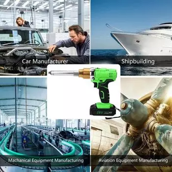 Беспроводной электрический пистолет для заклепок, 26 В, инструмент для клепания с гайкой и светодиодной подсветкой, с батареей 1/2