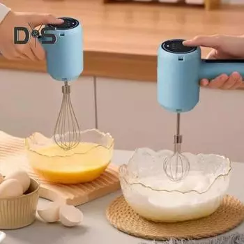 Беспроводной электрический венчик для взбивания яиц, ручной миксер, 3-скоростной блендер с USB-подзарядкой для выпечки блинов, портативные венчики для взбивания синий