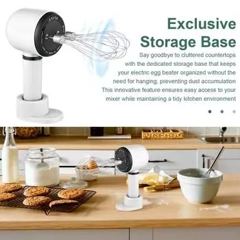 Беспроводной электрический венчик для взбивания яиц, ручной миксер, 3 скорости, двухстержневое управление, беспроводной дизайн, портативная пружина белый