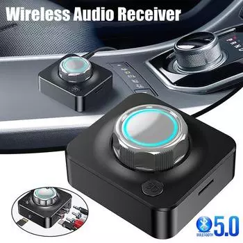 Беспроводной аудиоприемник Bluetooth 5.0, стереомузыкальный 3D-адаптер, TF-карта, R, L, RCA, 3,5 мм, разъем AUX для автомобильного комплекта, проводной динамик, наушники 1 set чёрный