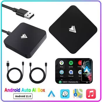 Беспроводной автомобильный AI-бокс Android Auto с Bluetooth 5.0, автомобильный соединитель, устройство WiFi 5.0G, интеллектуальный навигационный блок для автомобиля Android Auto