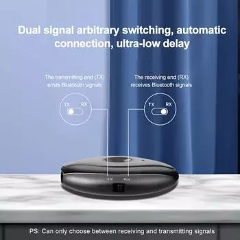 Беспроводной автомобильный Bluetooth 5.4 передатчик приемник автомобильный адаптер беспроводной аудио стерео автомобильный музыкальный приемник для наушников Handsfree чёрный