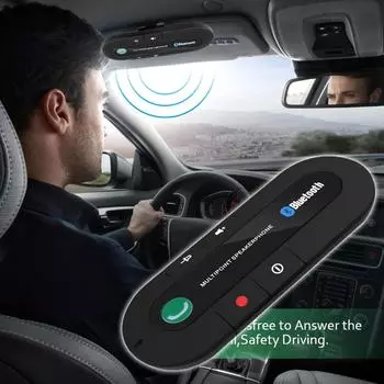 Беспроводной автомобильный комплект громкой связи Bluetooth V4.1, динамик Bluetooth для солнцезащитного козырька, динамик для громкой связи, MP3-плеер, автомобильный комплект чёрный