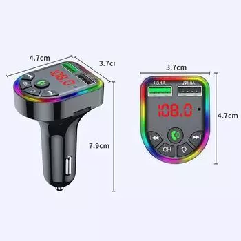 Беспроводной автомобильный комплект громкой связи FM-передатчик Автомобильное зарядное устройство Двойное зарядное устройство для телефона USB Автомобильный MP3-плеер чёрный