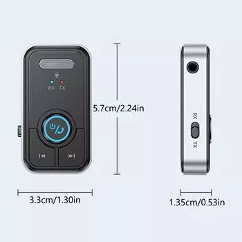 Беспроводной автомобильный комплект громкой связи, приемник, адаптер 3,5 мм AUX, беспроводной передатчик и приемник 2 в 1, проигрыватель музыки без потерь в формате MP3 чёрный