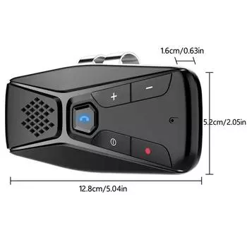 Беспроводной автомобильный комплект громкой связи с функцией громкой связи, автоматическим выключением и автоматическим подключением, голосовым помощником Siri с креплением на козырек чёрный