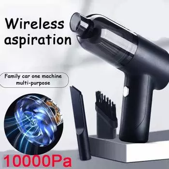 Беспроводной автомобильный пылесос 120 Вт 10000 Па Беспроводной воздуходувка Ручная воздушная тряпка Мини-пылесос Клавиатура Автомобильный пылесос Портативный циклонный пылесос белый