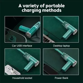 Беспроводной автомобильный пылесос 29000 Па с мощным всасыванием, пылеуловитель, беспроводной ручной пылесос для влажной и сухой уборки, воздушный пылесос для автомобиля зелёный