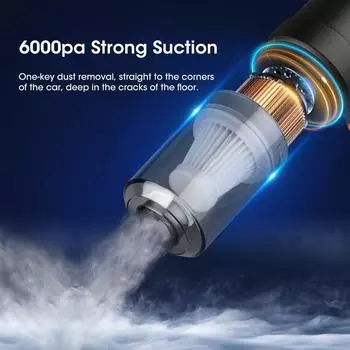 Беспроводной автомобильный пылесос 6000 Па 120 Вт беспроводной ручной портативный пылесос высокой мощности воздуходувка для домашнего офиса автомобиля чёрный