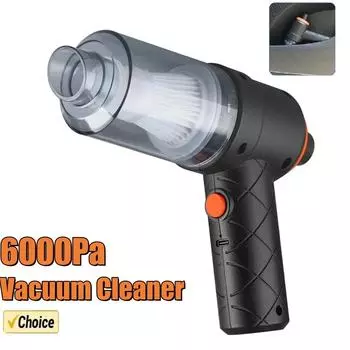Беспроводной автомобильный пылесос 6000 Па беспроводной ручной автоматический пылесос высокой мощности для домашнего офиса автомобиля чёрный